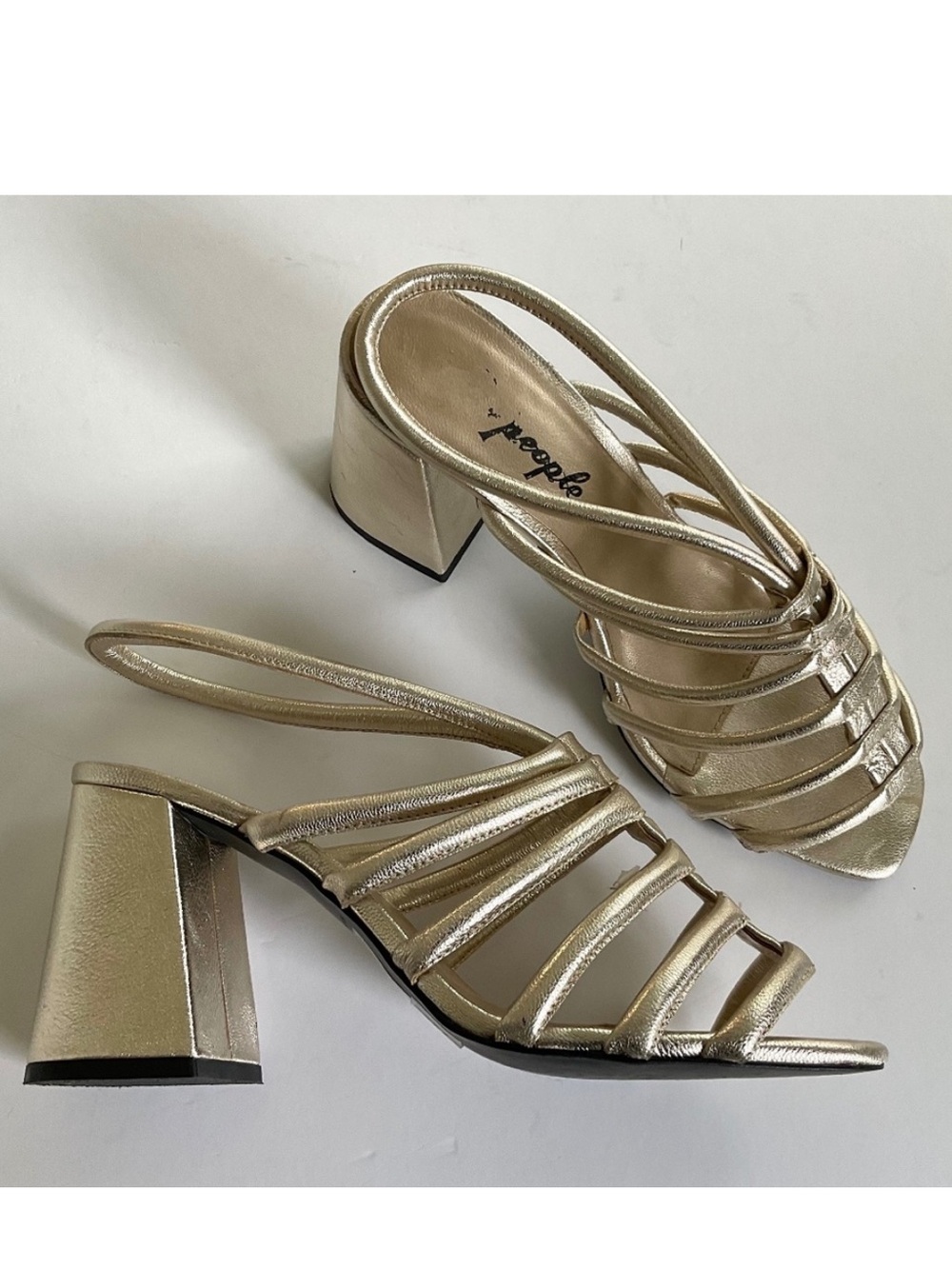 FREE PEOPLE Colette Cinched Heels Sandals Champagne Size EU 40